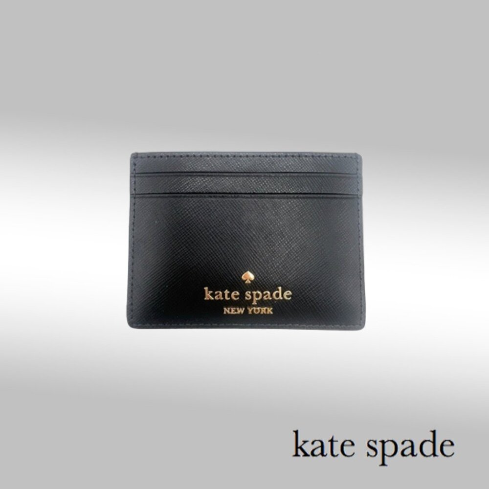 Kate Spade Madison Small Slim Card Holder – Black Saffiano Leather (NWT) - Picture 1 of 7